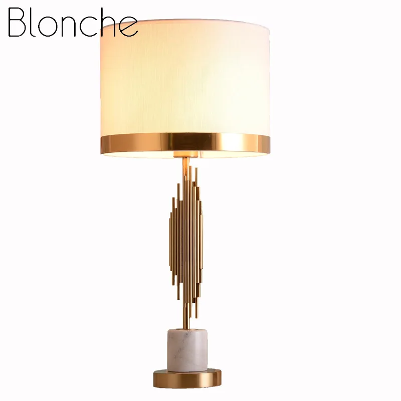 

Blonche Nordic Desk Lamp E27 Metal Table Light Creative Fixtures for Bedroom Bedside Fabric Decor Creative Luxury Gold Luminaire