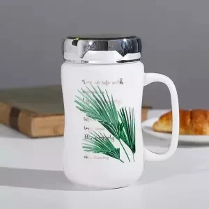 Керамическая чашка с крышкой кружка чашка Простая Офисная мультяшная зеркальная чашка креативные домашние милые чашки и кружки на заказ чайная кружка кофейная кружка керамическая - Цвет: 450ML