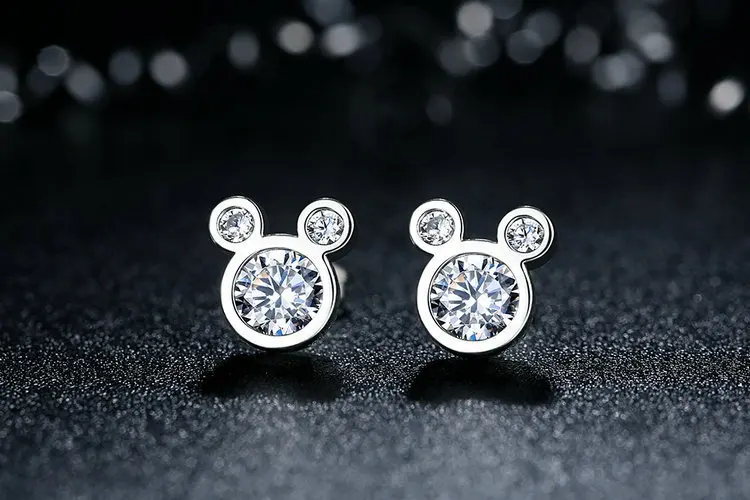 925 Sterling Silver Women Jewelry Crystal Cartoon Animals Stud Earrings for School Girls Kids Gift Pendientes Oorbellen eh1415 - Image 5