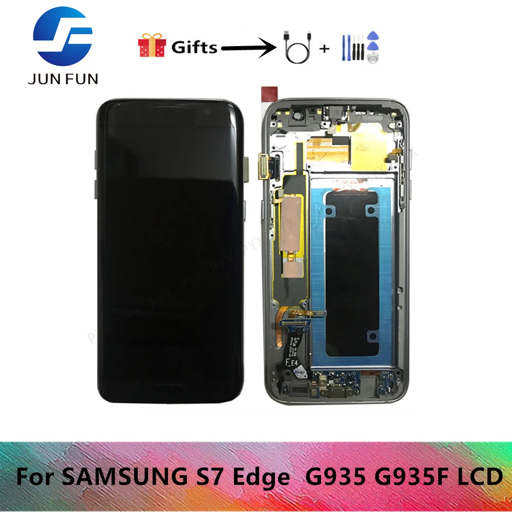 

SUPER AMOLED 5.5" with Burn Shadow LCD with frame for SAMSUNG Galaxy S7 edge G935 G935F Display Touch Screen Digitizer Assembly