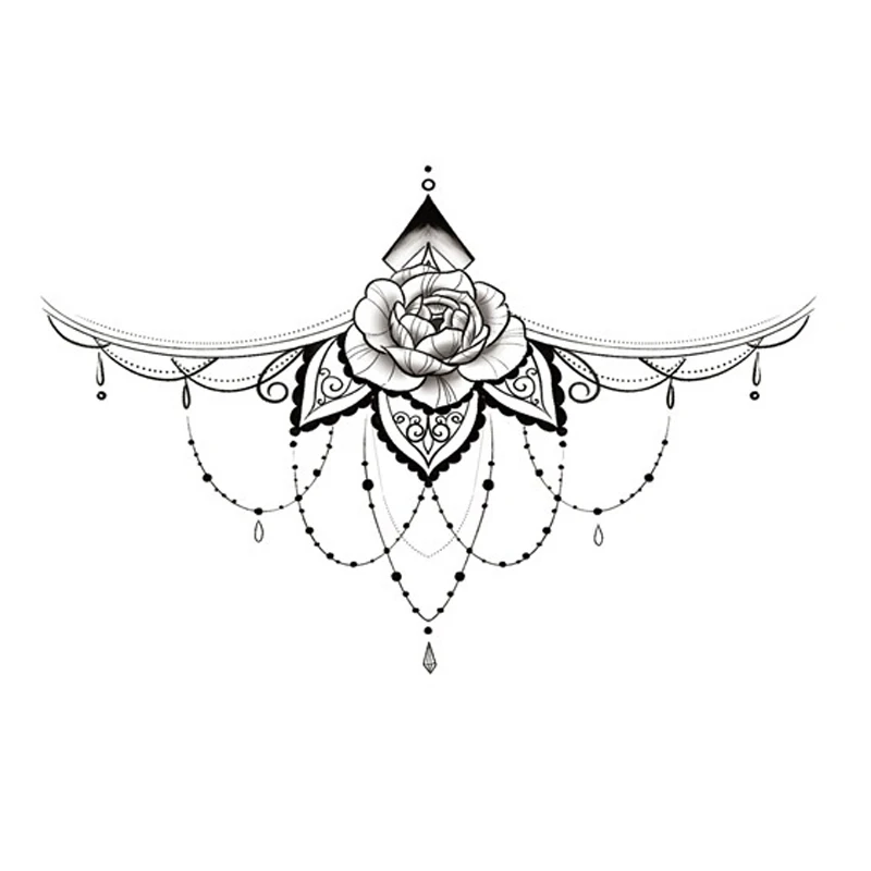 Mandala Sternum Tattoo  Chest Temporary Tattoo  Fake Tattoos  The  Inkgenic