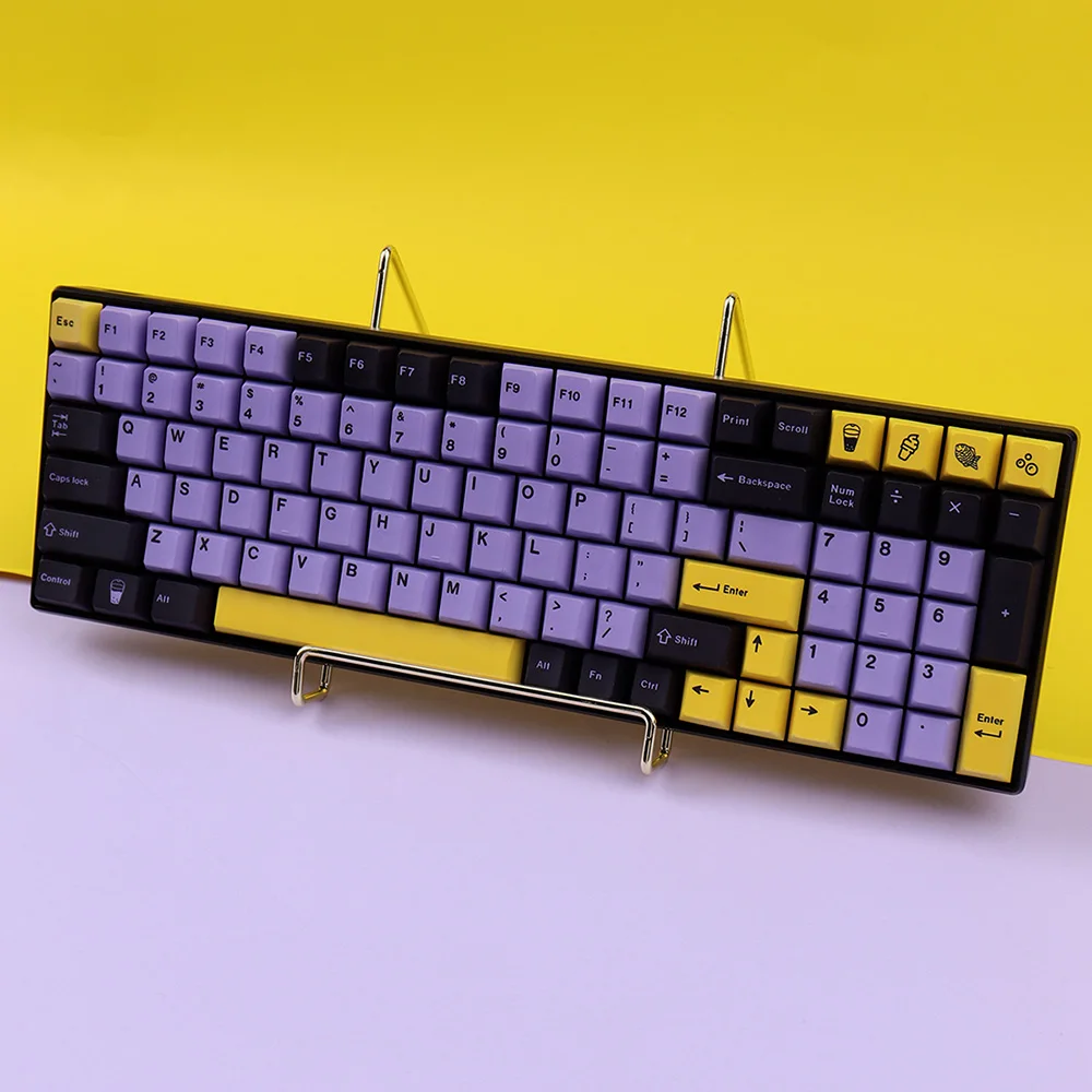 Gmk Taro Grande Conjunto Tema Keycap Pbt Cherry Profile Dye-sub Keycaps para mx Switch Teclado de Jogos Mecânico Roxo Amarelo - Imagem 2