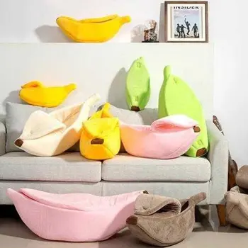 

1 Set Banana Cat Litter Creative Nest Banana Shape Cat Litter Warm Pet Nest Portable Pet Basket Supplies Mat Beds