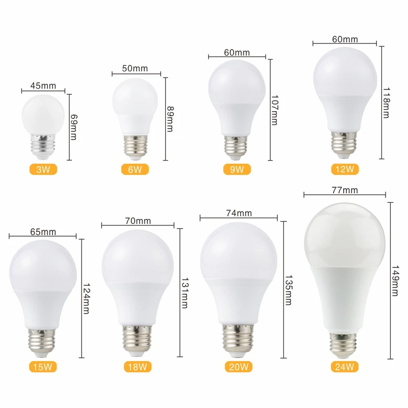 4 шт. светодиодный лампы E14 E27 AC 220V светильник лампочка SMD2835 реальные Мощность 3 Вт, 6 Вт, 9 Вт, 12 Вт, 15 Вт, 18 Вт, 20 Вт 24 Вт высокой мощности Яркость лампада светодиодный Bombillas