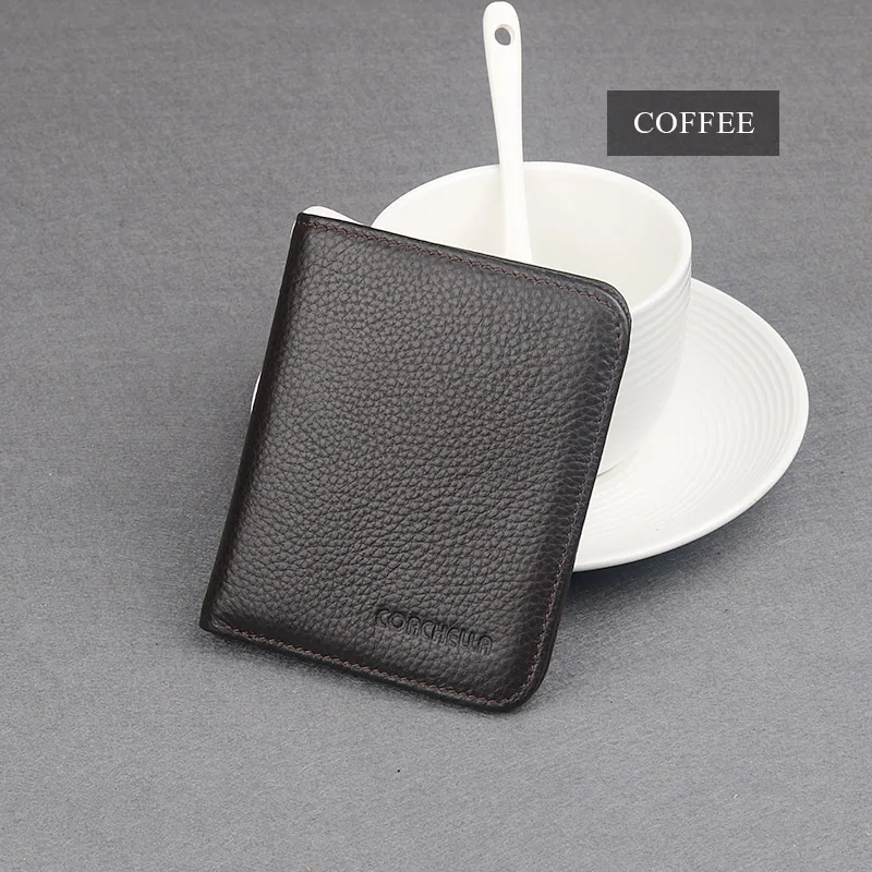 Минималистичный тонкий кошелек из натуральной кожи для мужчин V-style Держатель для карт ультра тонкий мини маленький мужской кошелек компактный смарт-мешок для денег - Цвет: coffee