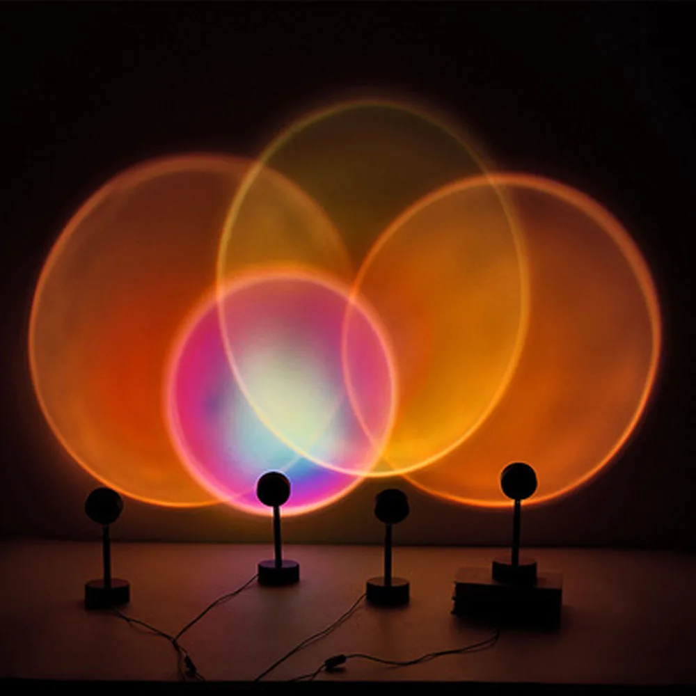 New Rainbow Sunset Projection Lamps Atmosphere Night Light Background Wall Decor 
