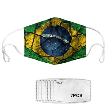 

WHEREISART Brazil Flag Design Half Face Maske With 7 Filters Adjustable High Elastic Yellow Dustproof Mascaras