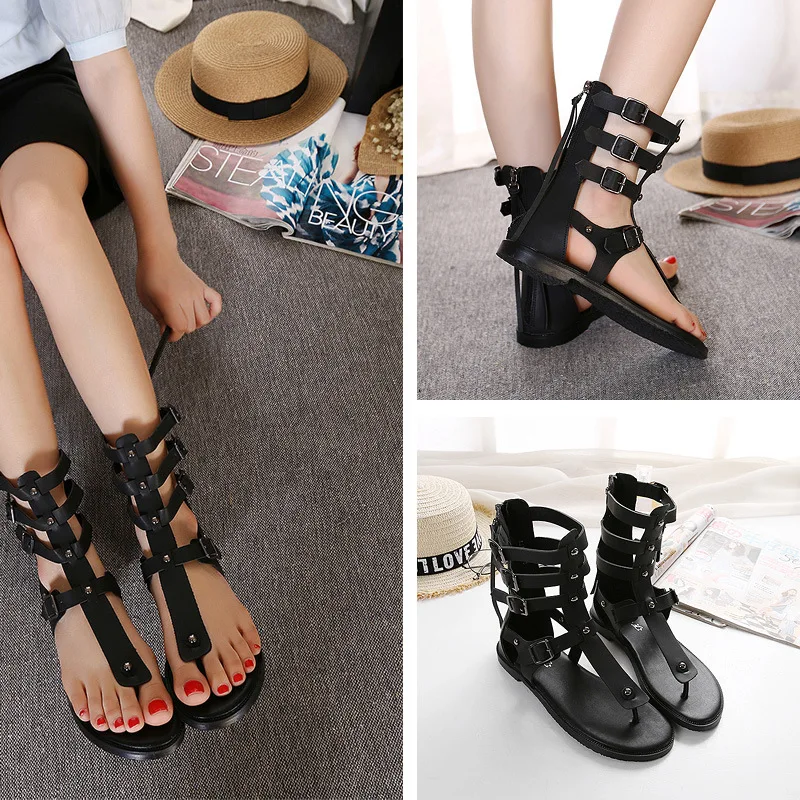 

Recommended 2018 Summer Fashion And Personality Trend Boots after Zipper Flip-flop Flat Hollow out Belt Buckle Sandals