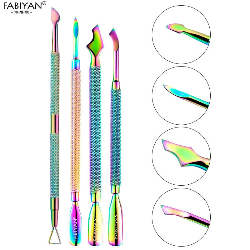 Многотипные радужные инструменты из нержавеющей стали толкатель кутикулы, вилка гель пушер для маникюра педикюр маникюрные ножницы маникюрный набор - Цвет: 15