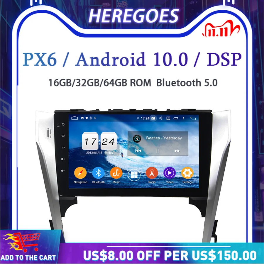 Автомобильный DVD-плеер PX6 мультимедийный плеер DSP Android 10 0 4 ГБ 64 IPS GPS радио Wi-Fi Bluetooth 5