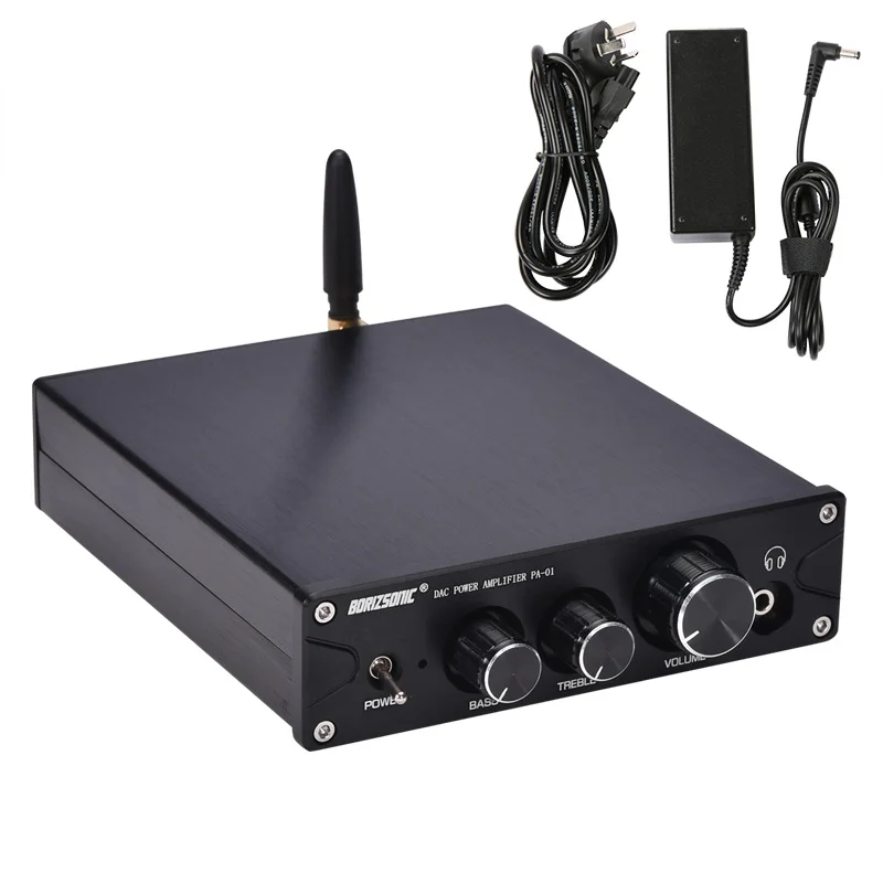 BORIZSONIC PA-01 HiFi усилитель мощности TPA3116 Bluetooth 5,0 APTX ES9018K2M DAC стерео класса D усилитель для наушников 100 Вт* 2 - Цвет: black-DC-24V