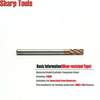 

6x35x150mm 4 Flute Corner Radius End Mill Solid Carbide Spiral Router Bit R0.5 Engraving Tool CNC Corner Rounding Milling Cutter