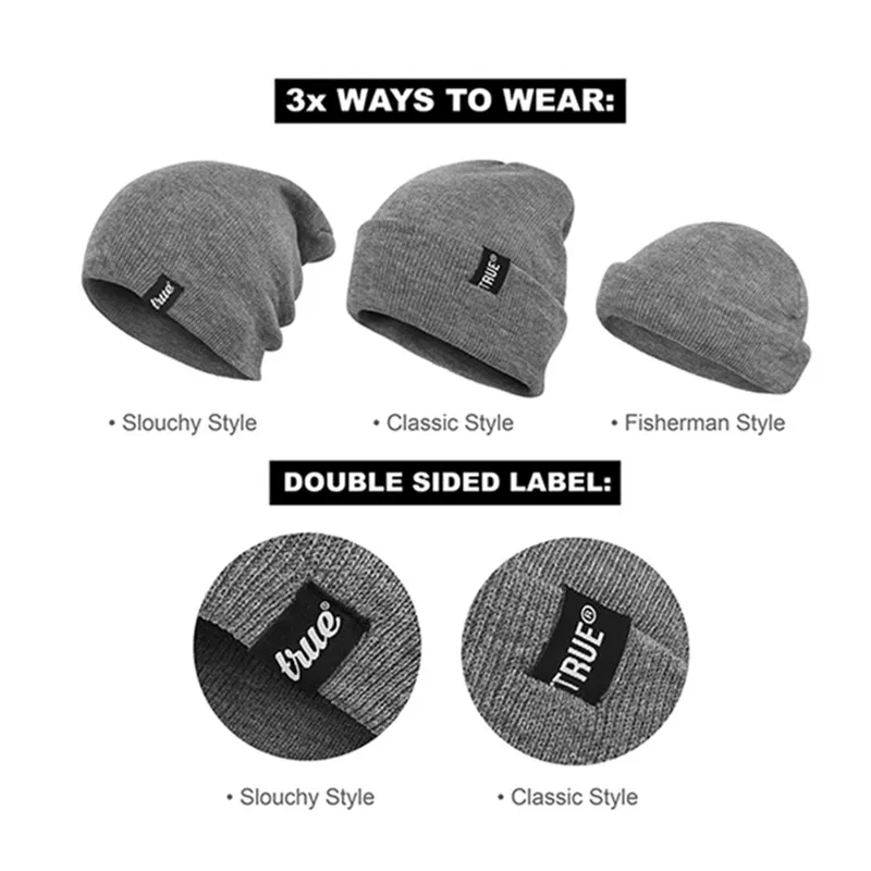 1 PCS Letter True Casual Beanies For Men Women Fashion Knitted Winter Hat Solid Color Hip-hop Skullies Bonnet Unisex Cap Gorros