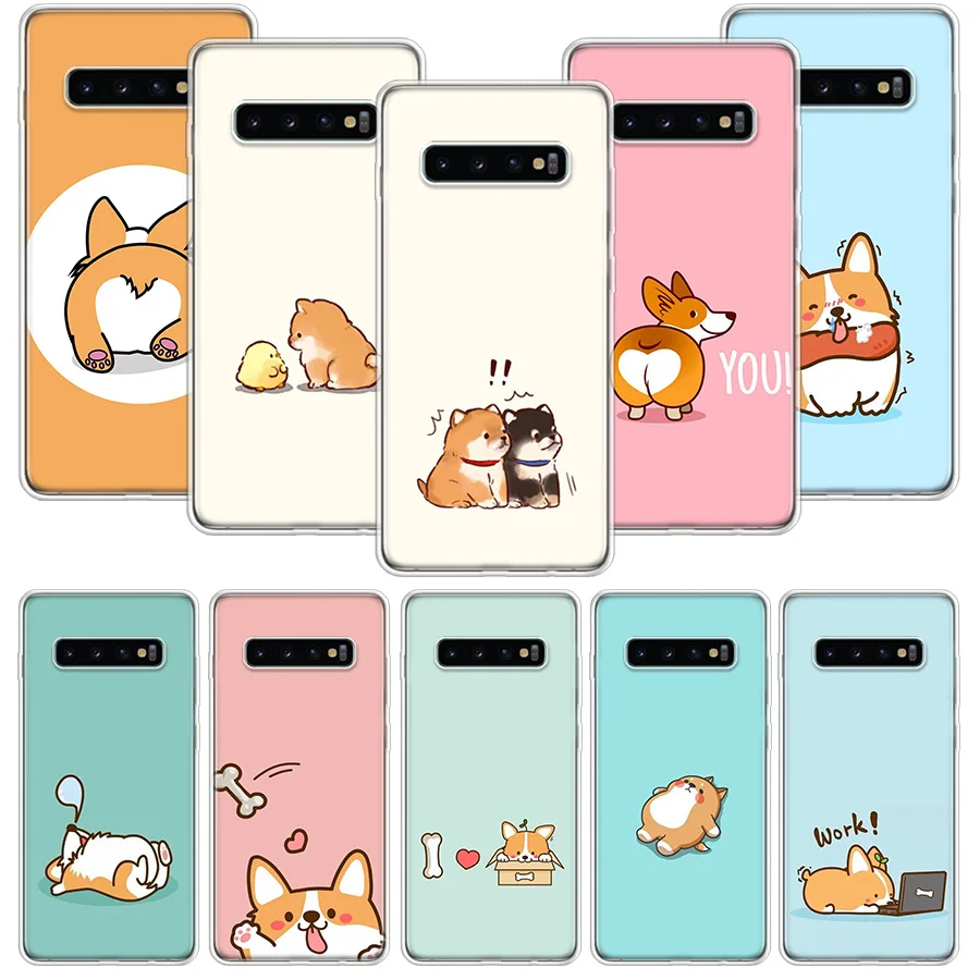 Милый мультяшный чехол Corgi с собакой для Samsung Galaxy S20 FE S21 Ultra S22 Plus S10 Lite S9 S8 J4 J6 J8 +