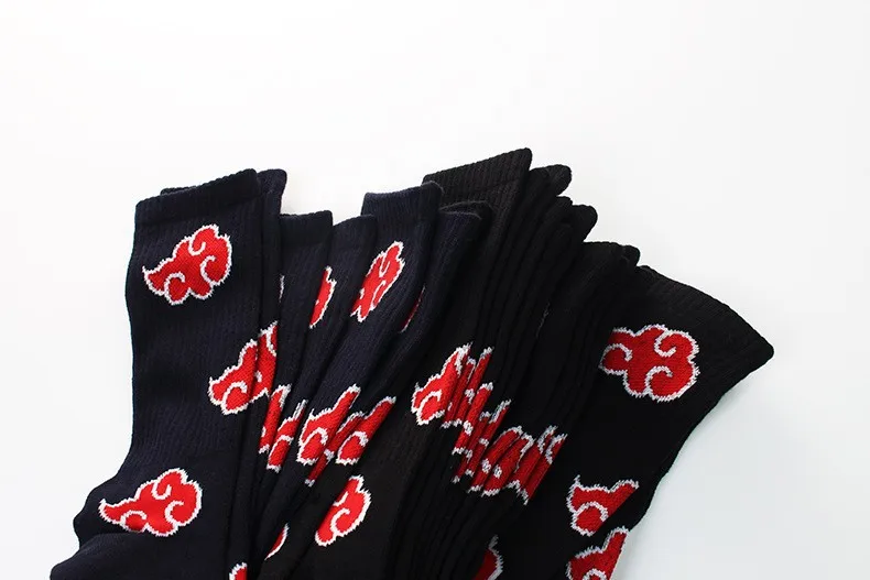 halloween looks Anime Ninja Cosplay socks Akatsuki red cloud tube socks high quality cotton socks for men and women good halloween costumes