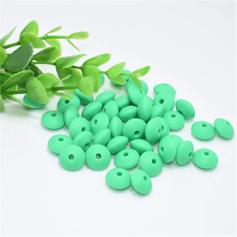 Kelly Green 40 шт. зеленый микс 12 ММ ЧЕЧЕВИЦА силиконовые бусины для ожерелье-прорезыватель детский прорезыватель Игрушка аксессуары Силиконовая пустышка бусины Bpa бесплатно - Цвет: Kelly Green