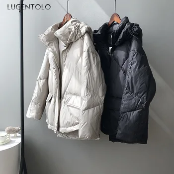 

Women Hooded Down Coat Women's Winter New Korean Jacket Temperament Loose Coats Plus Thick Warm Casual Down Coats Lugentolo