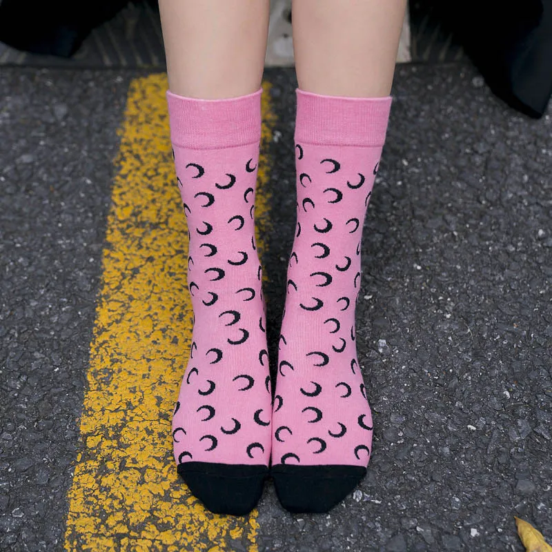 [EIOISAPRA] Осень/Зима Повседневная японская Harajuku Женская креативная чесаная хлопковая мультяшная Луна Sox колледж Стиль чистый цвет Meias