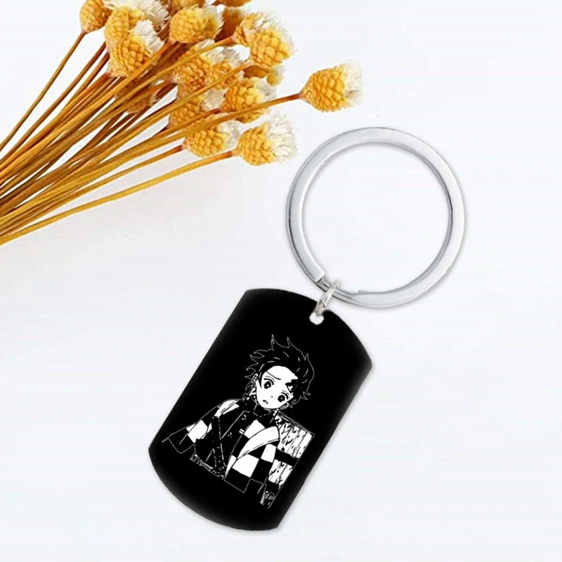 9 Styles Demon Slayer: Kimetsu No Yaiba Stainless Steel Keychain Anime Keyring Decoration For Gifts