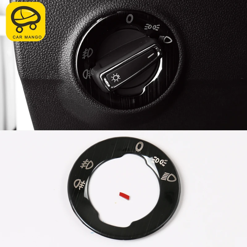 

CARMANGO for VW Volkswagen T-ROC 2018 2019 Car Styling Headlight Switch Frame Trim Stickers Covers Chrome Interior Accessories