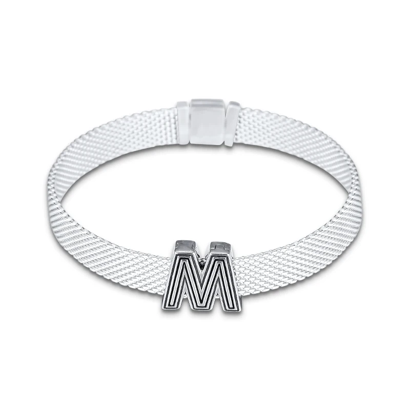 DIY Подходит для Pandora шармы браслеты буквы M Клип бусины стерлингового серебра 925-ювелирные изделия
