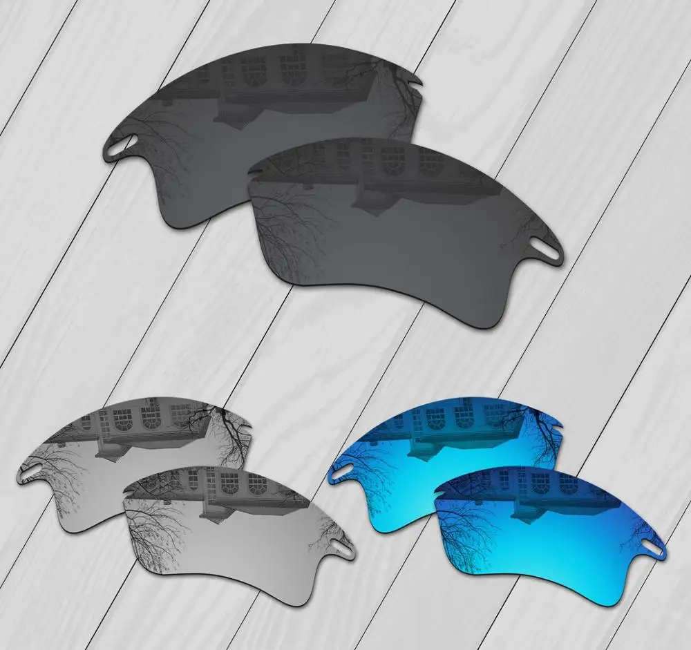 

E.O.S 3 Pairs Black & Silver & Ice Blue Polarized Replacement Lenses for Oakley Fast Jacket XL OO9156 Sunglasses