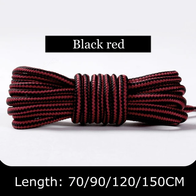 1 Pair Martin Shoes Round Shoe Laces Striped Double Color Fashion Shoelaces Outdoor Hiking And Leisure Sports Shoelace 18 Color Black red