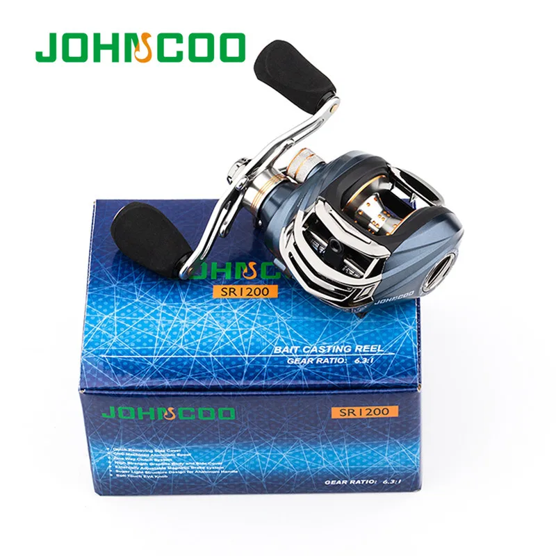 

JOHNCOO SR1200 Baitcasting Fishing Reel 9+1 BB 6.3:1 Max Drag 5kg 185g Casting Reel Magnetic Brake System Fishing Accessories