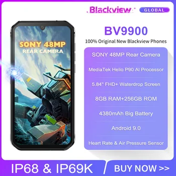 

Blackview BV9900 IP68 Waterproof Rugged Smartphone Helio P90 Octa Core 8GB 256GB Android 9.0 Mobile Phone 4380mAh