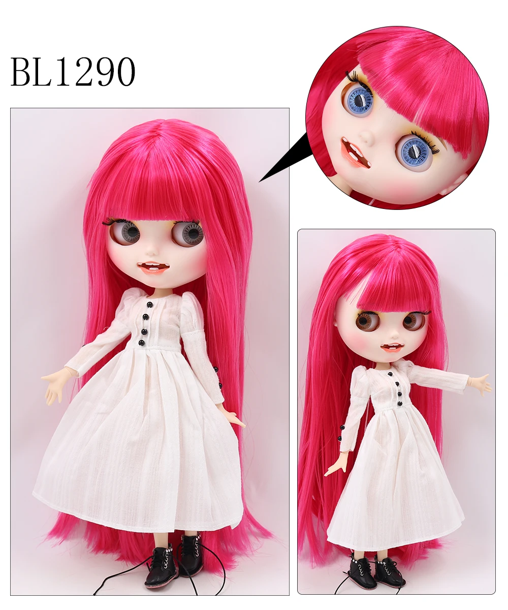 Neo Blythe Doll with Pink Hair, White Skin, Matte Smiling Face & Custom Jointed Body 1