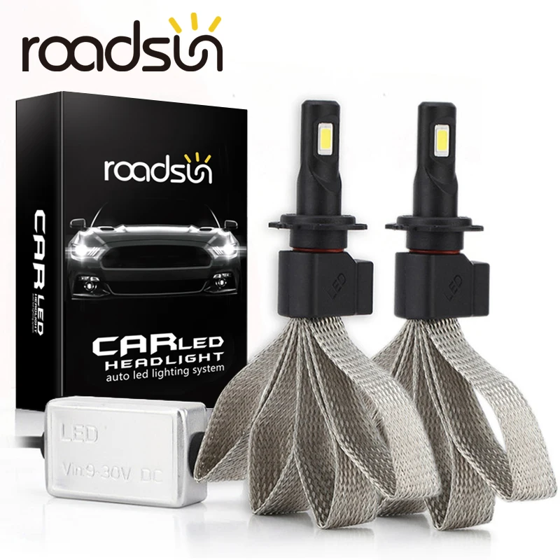 Автомобильный светодиодный светильник roadsun S7 H4 H7 9005 H11 H8 H9 HB1 HB3 9006 9007 880 12 В 55 Вт 6000K
