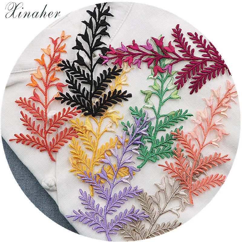 

colourful tree leaves Sew On Patches Embroidery Patches Clothing Punk Motif Applique DIY Clothes Accessory Scrapbooking