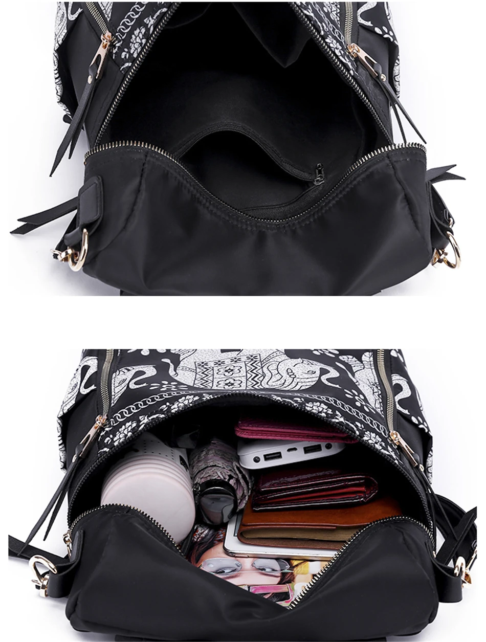 Новая мода слон печати женские сумки высокого качества водонепроницаемый кожаный рюкзак многофункциональная большая емкость женская сумка на плечо