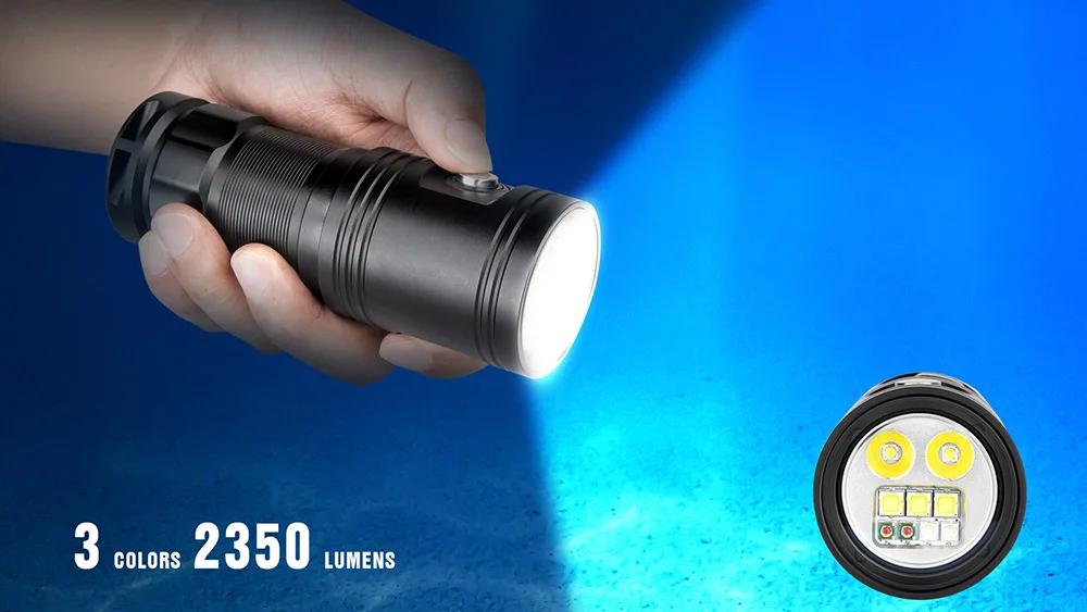 TrustFire DF30 светильник-вспышка для дайвинга Cree XM-L2 2350LM красный/фиолетовый светильник-вспышка для подводной съемки 100 метров для видеокамеры