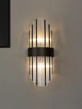 

Modern Creative Crystal Wall Lamp Gold Luxury Indoor Living Room Bedside Lamp Hotel Aisle Corridor Lights Led Column Classic AC