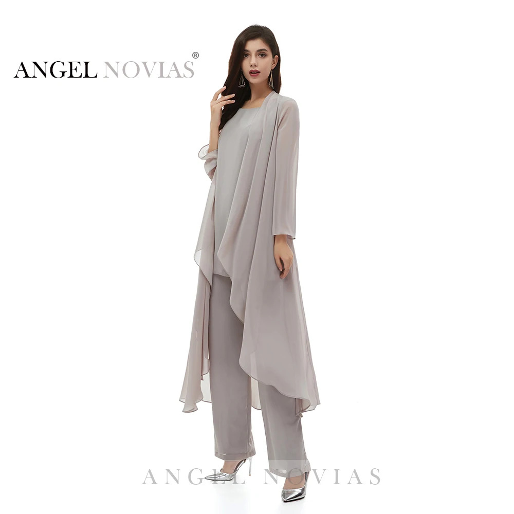 Drie Stuk Moeder van de Bruid Broek Past Jurk 2020 met Lange Jassen Lange Mouwen Chiffon Moeder Jurk Voor Bruiloft Drie Stuk Moeder van de Bruid Broek Past Jurk 2020 met Lange Jassen Lange Mouwen Chiffon Moeder Jurk Voor Bruiloft