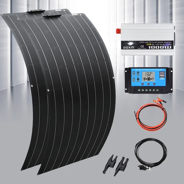 450W 12V Solar Panel Kit Complet High Efficiency Monocrystalline Cell 12V 24V Controller 1000W 220V Inverter for Car RV Camper 300w system