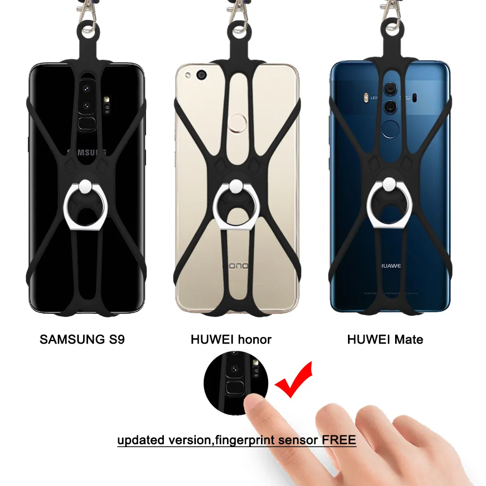 Universal Lanyard Neck Strap For Cell Phone Ring Nekband Finger Ring Holder Silicone Mobile Phone Finger Ring Lanyard For Keys