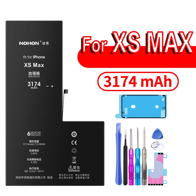 For XS MAX 3174mAh NOHON литиевая батарея для Apple iPhone 6S 6 7 8 Plus 5S 5 X SE Xr Xs Max 6Plus 7Plus батарея сменная аккумулятор для iPhone6 iPhone7 - Цвет: For XS MAX 3174mAh