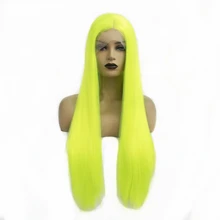 Парики из искусственных волос на кружевной основе прямые, зеленый, без клея, термостойкие волокна, средняя часть, косплей, вечерние парики для женщин