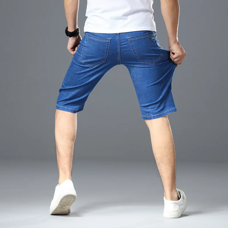 men's Casual denim shorts Extra large size men's Breathable elastic waist knee length summer compression shorts men plus size