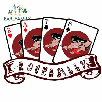 

EARLFAMILY 13cm x 9cm for Rockabilly Funny Car Stickers and Decals Playing cards Graphics Waterproof Wall Laptop Vinyl Car Wrap