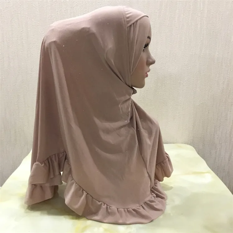 ; Роскошные блестящие женские Hijab шарф Мусульманский amira цветочные кружева леди платочная повязка на голову - Цвет: Шампанское