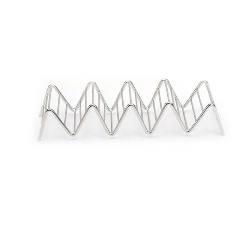 1pc Stainless Steel Taco Holders Rack Mexican Food Hard Stand Holds Soft Shells Wave Shape Kitchen Tool Restaurant Food Display - Цвет: A4