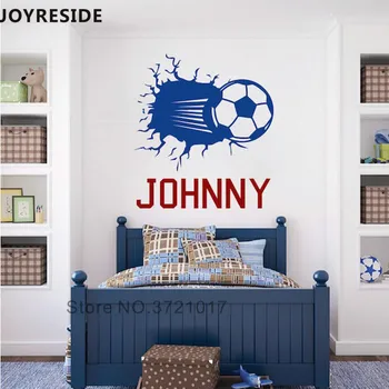 

JOYRESIDE Cutom Boys Name Wall Stickers Soccer Sports Wall Decals Personalized Boy Names Kids Bedroom Art Vinyl Decoration WM057