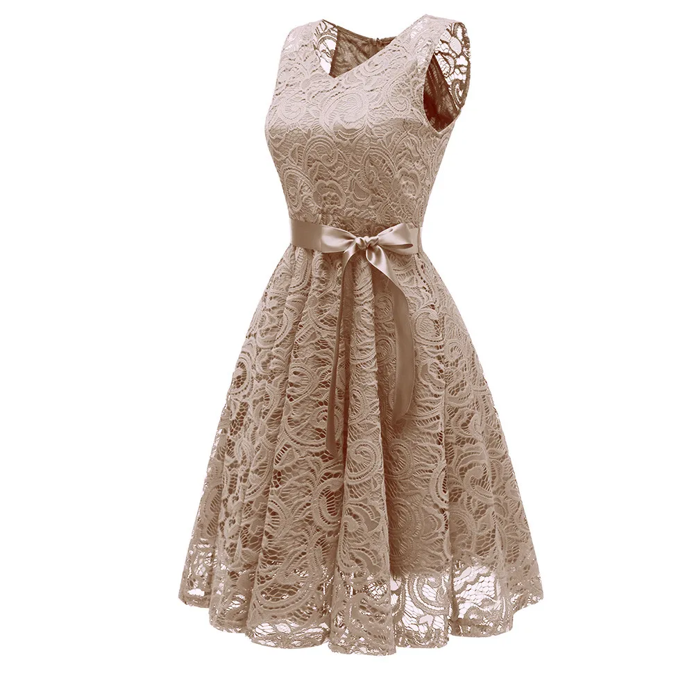 ZOGAA/винтажное кружевное платье для подиума, летнее платье, vestido, бант, ремень, v-образный вырез, вечерние платья трапециевидной формы, элегантные платья Vetement femme