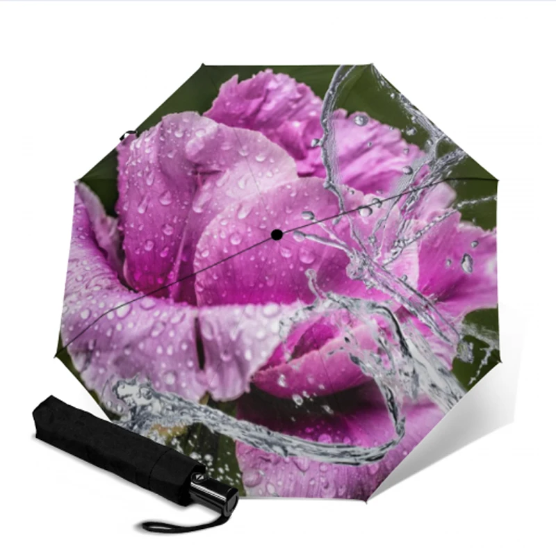 YSC1011 Luxury Automatic tri-fold umbrella Windproof Sunny And Rainny Umbrella Travel Sun Umbrellas Women's Printing Umbrellas For men - Color: YSC1011