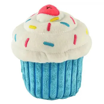 

Pet Dog Cat Cute Plush Birthday Cake Doll Bite-resistant Play Squeaky Chew Toy K4UA