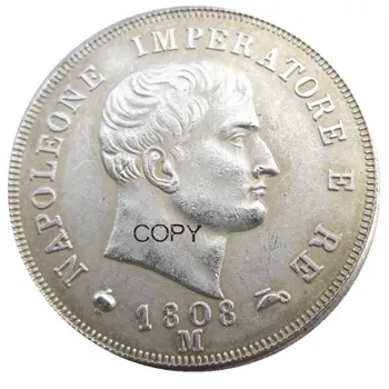 

ITALIAN STATES KINGDOM OF NAPOLEON, Napoleon I, 2 Lire, 1808-M Silver Plated Copy Coin