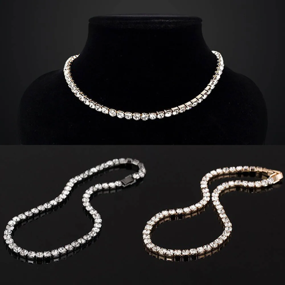 Элегантный Ослепительный CZ бриллианты роскошное ожерелье-чокер теннисная цепь ожерелье для женщин ювелирные изделия подарок